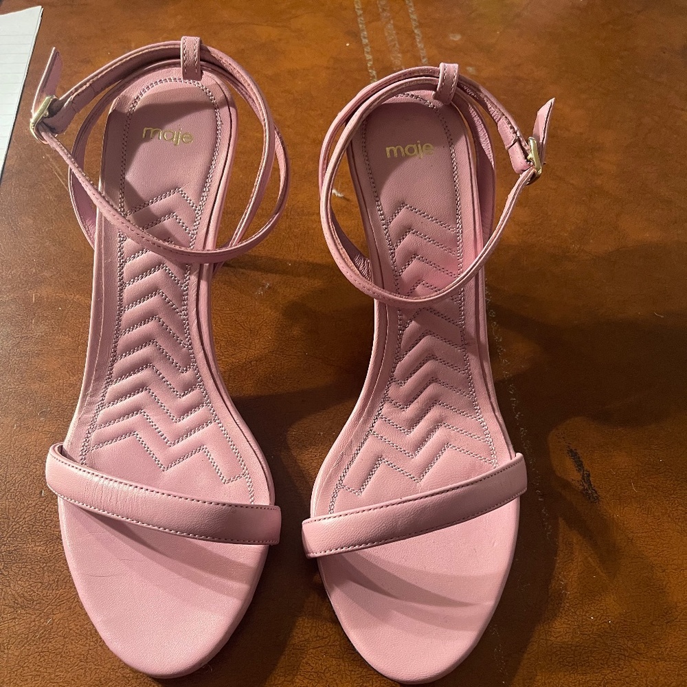 NEVER WORN: Maje Pink/Purple Leather Sandals